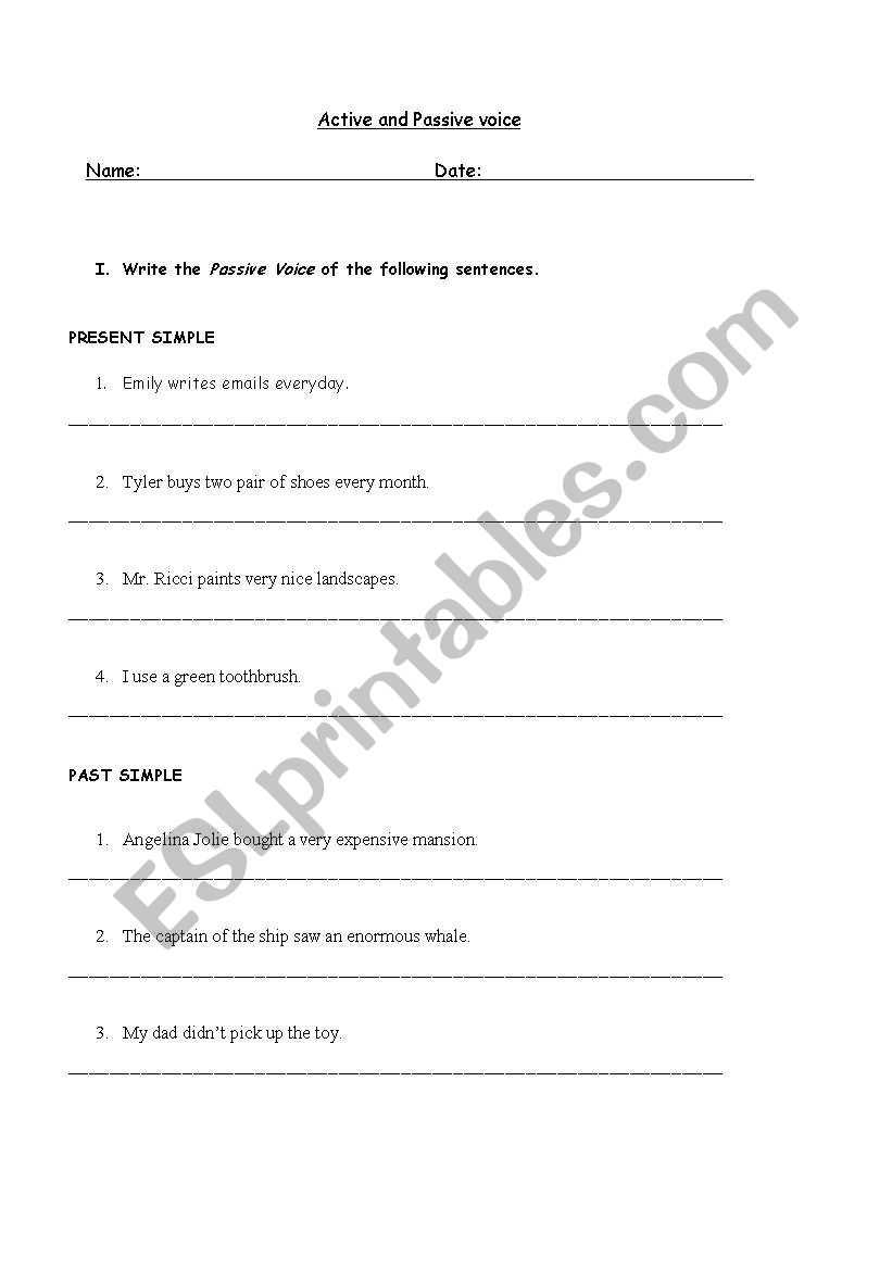 Active and passive voice exercises