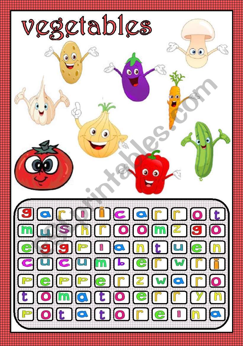 vegetables worksheet