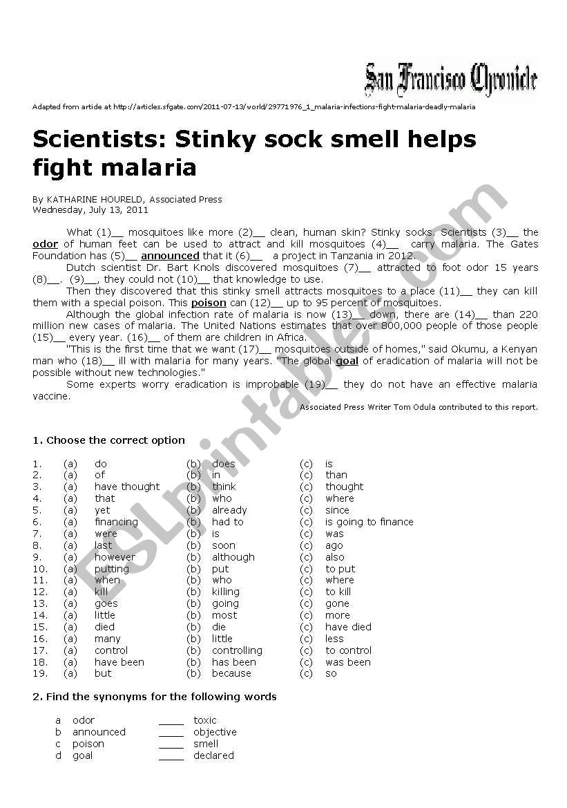 Stinky Sock Smell Helps Fight Malaria 