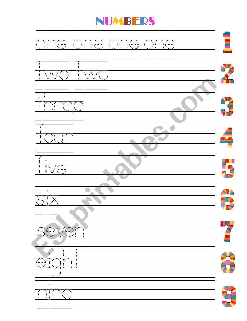 NUMBERS worksheet