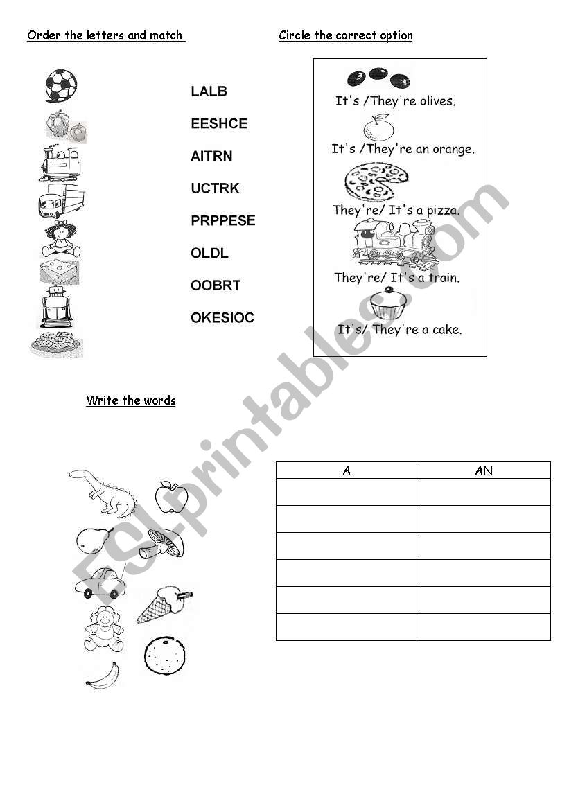 Food and Toys worksheet