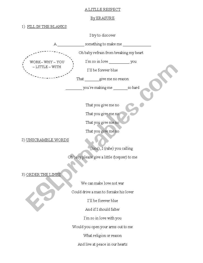 a little respect by erasure worksheet