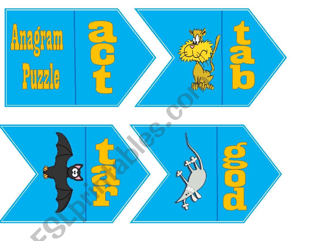 ANAGRAM PUZZLE: animals 1/2 worksheet