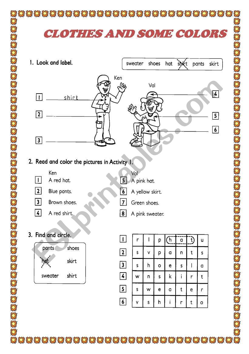 CLOTHES AND SOME COLORS worksheet