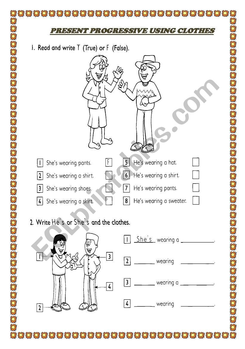 PRESENT PROGRESSIVE worksheet