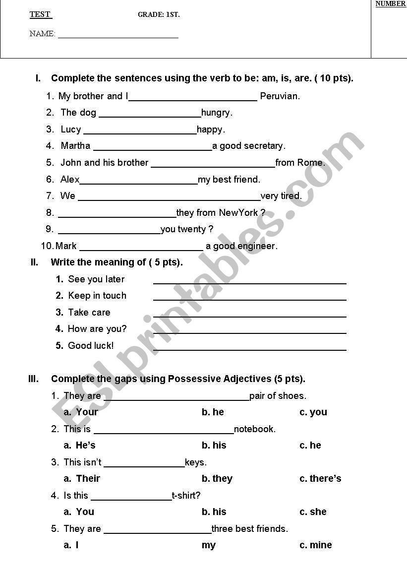 Verb to Be worksheet