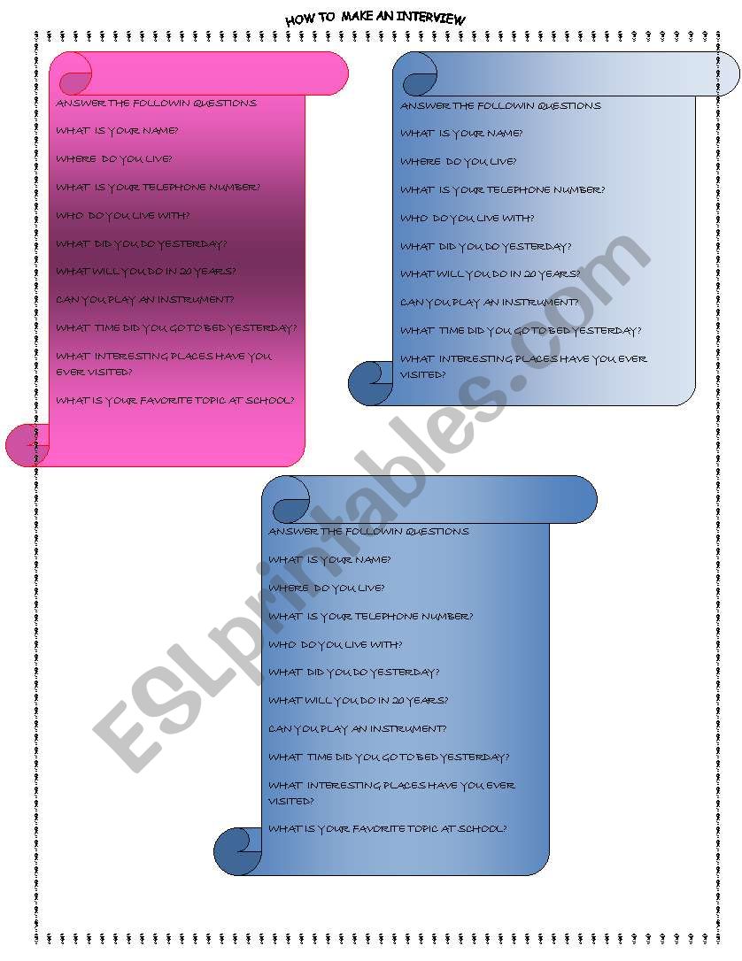 HOW TO MAKE AN INTERVIEW worksheet