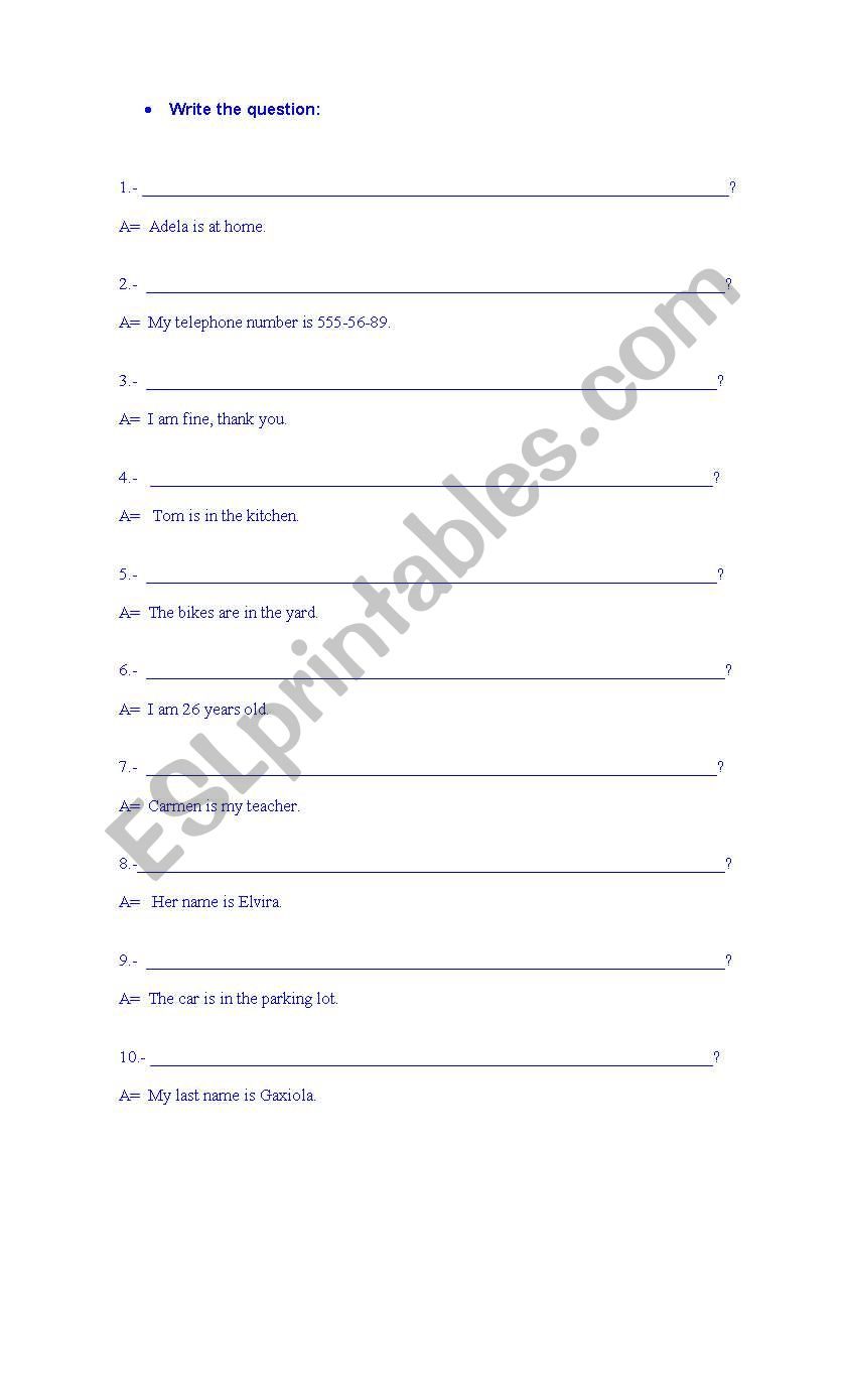 Exercises with WH Questions worksheet