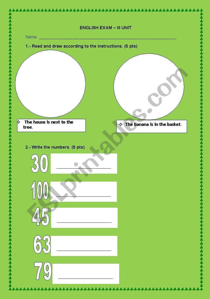 Test for 3rd Grade Primary2 worksheet