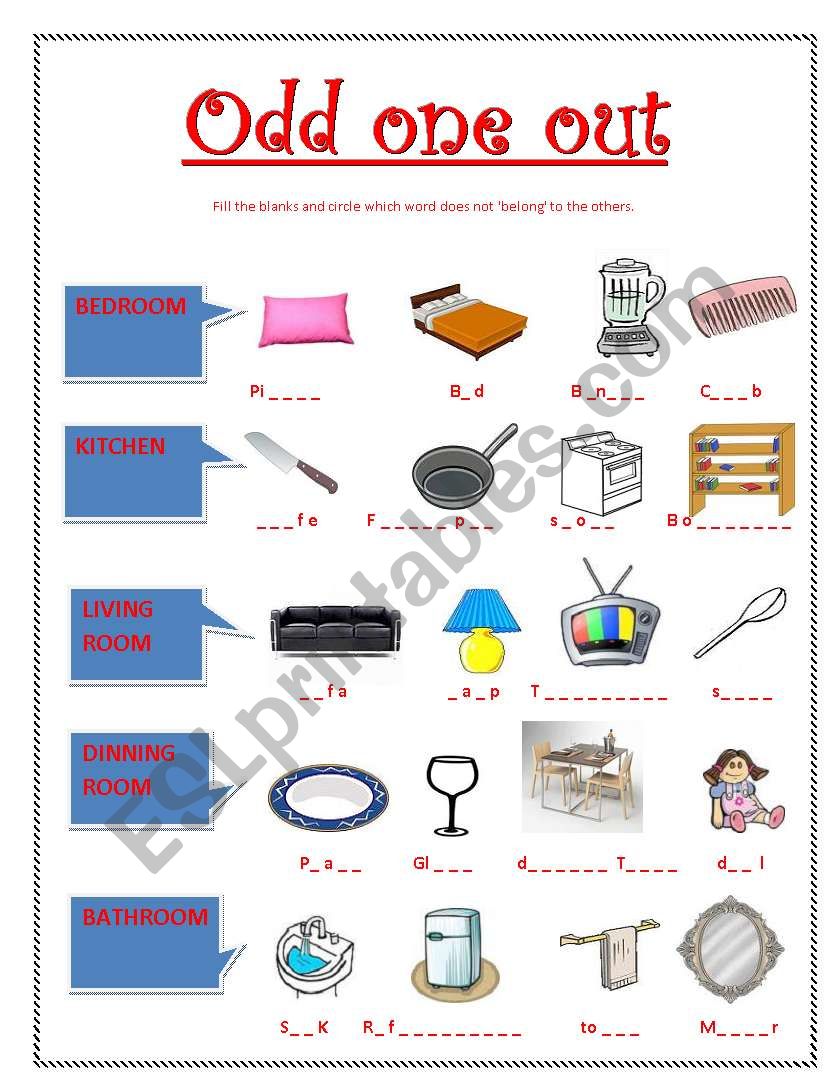 odd one out worksheet