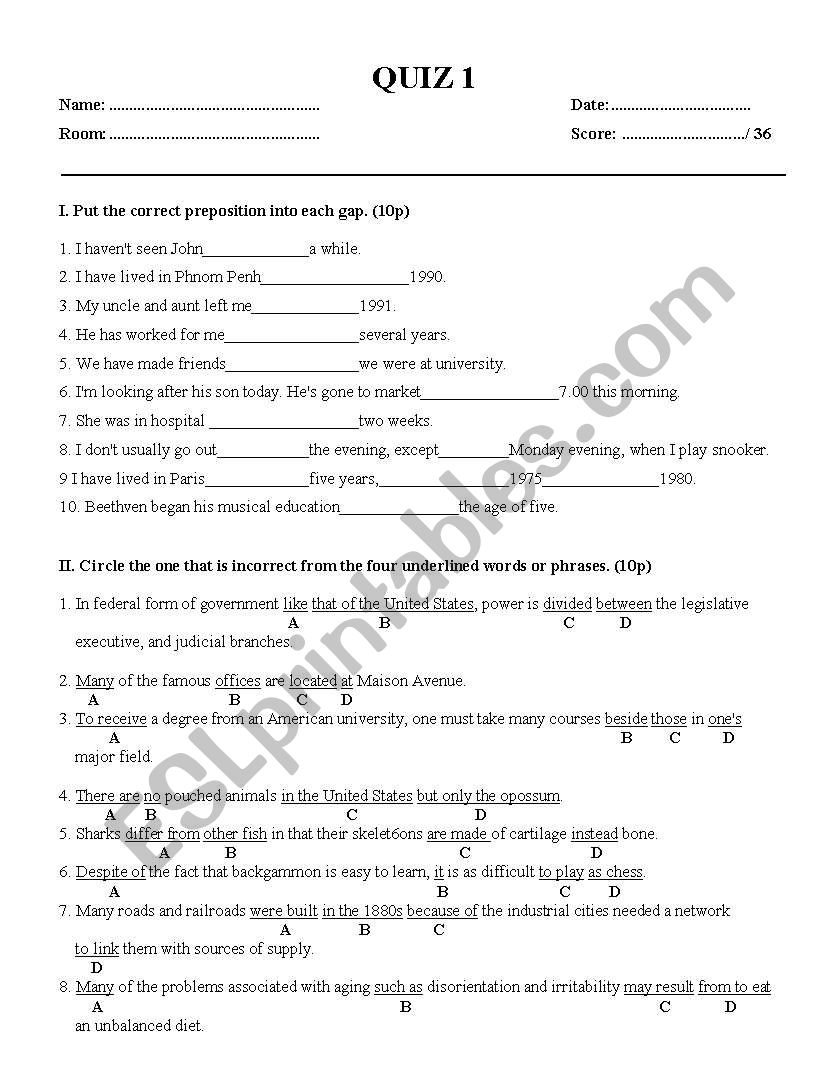 Prepositions and Prepositional Phrases