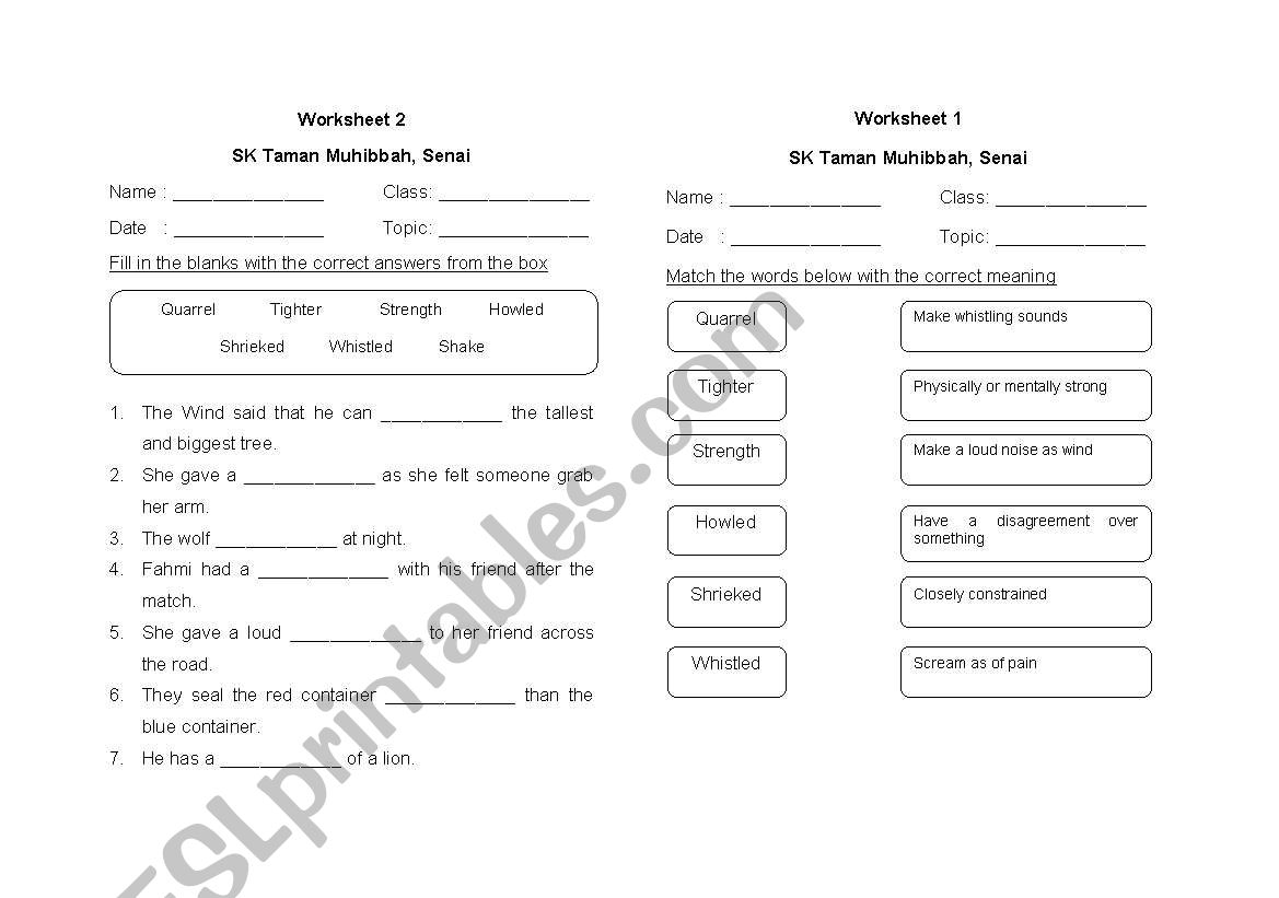 Seasons worksheet
