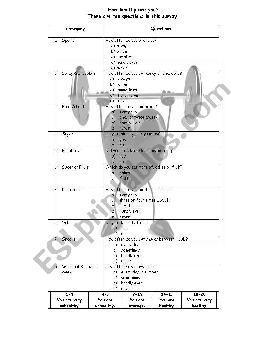 survey worksheet