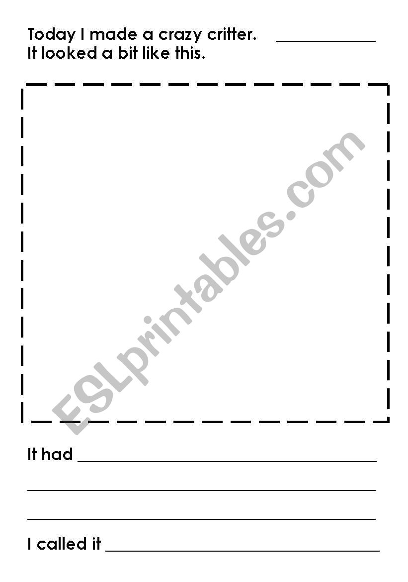 Crazy Critter worksheet