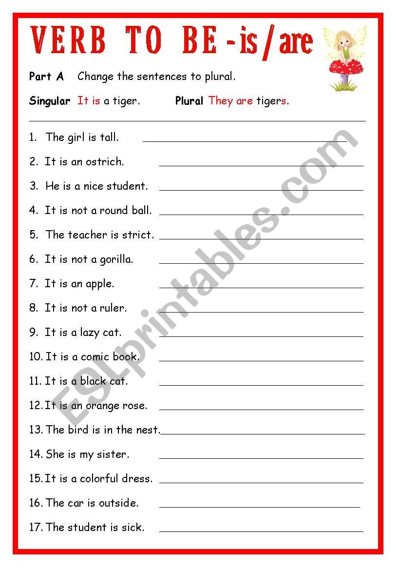 Verb To Be Is Am Are Worksheet