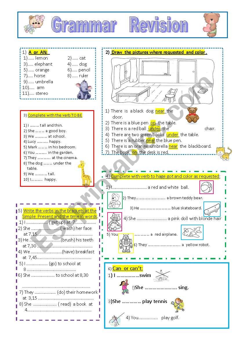 grammar revision worksheet