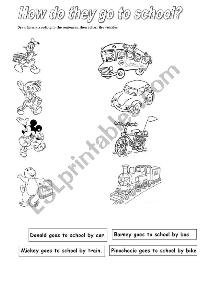 How do they go to school? worksheet
