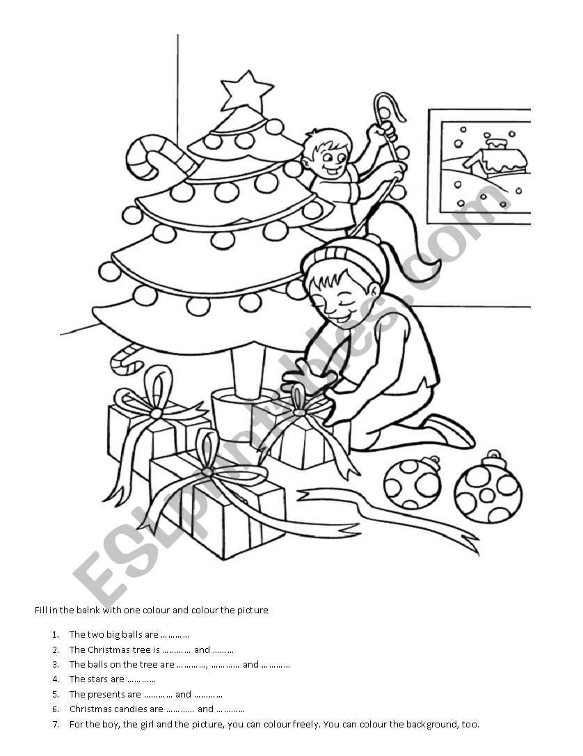 Fun colouring with Christmas worksheet