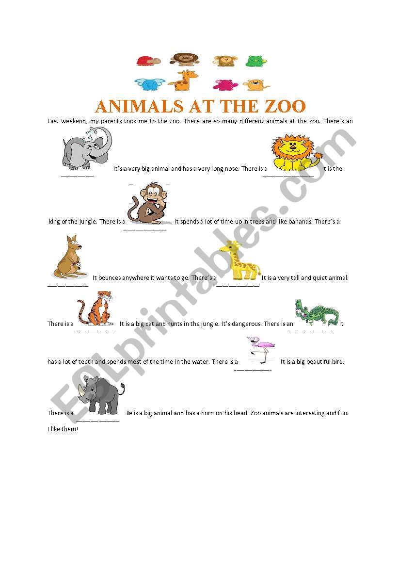 Animals at the Zoo worksheet