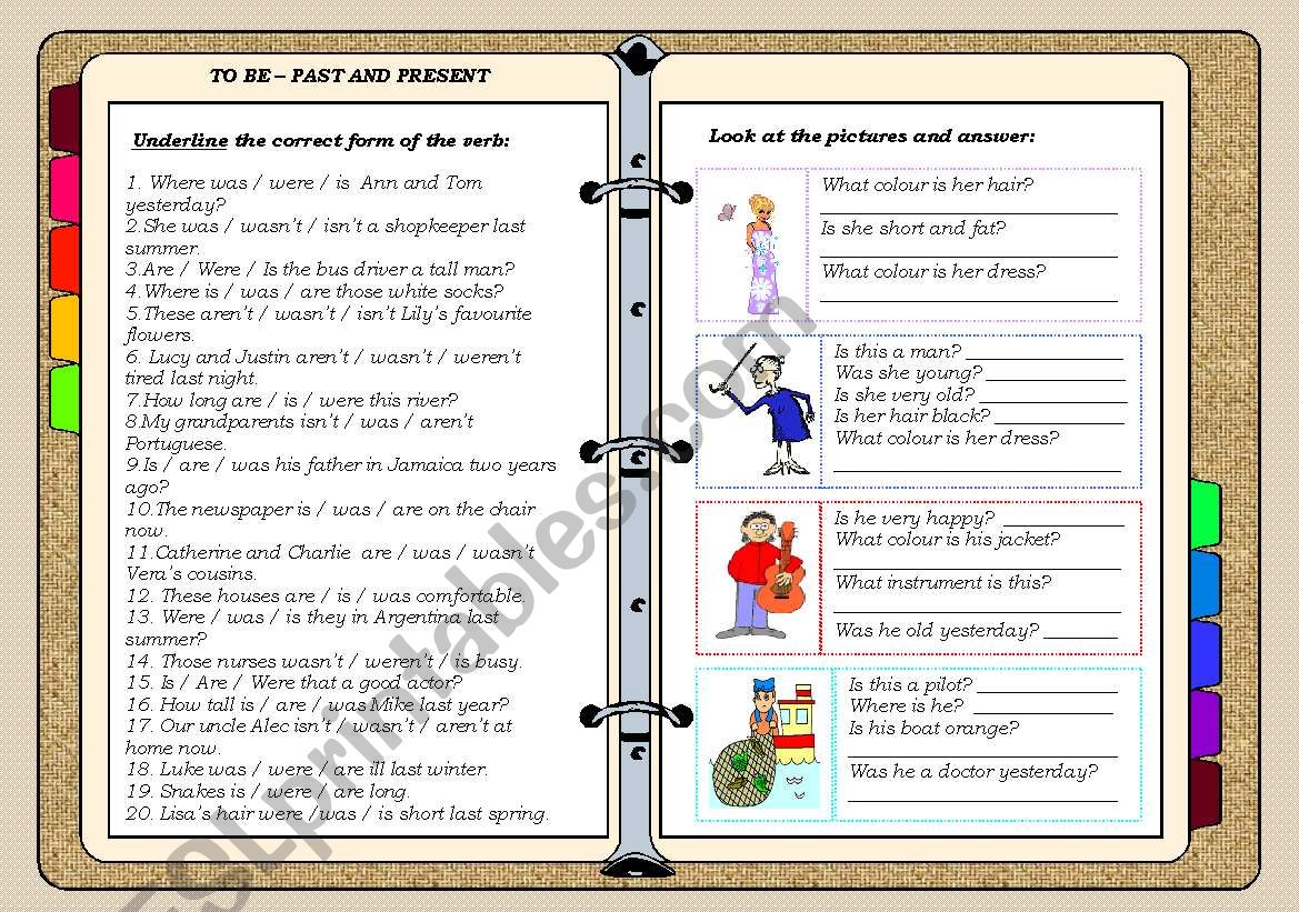 TO BE - past and present worksheet