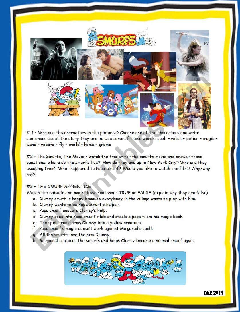 The Smurfs  worksheet