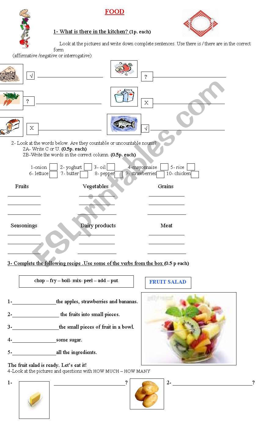 COMPLETE WORKSHEET  ABOUT FOOD AND COOKING