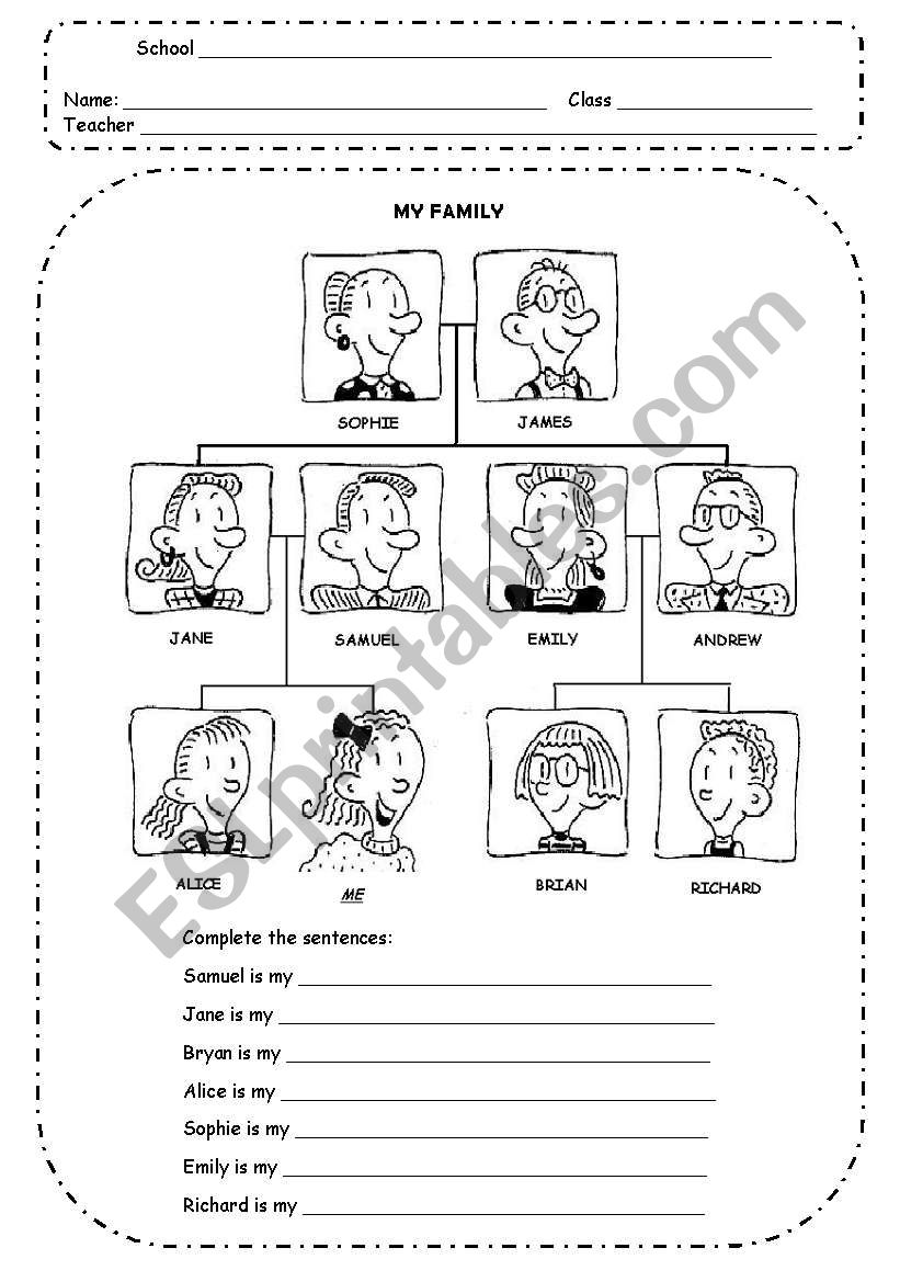 The Family  worksheet