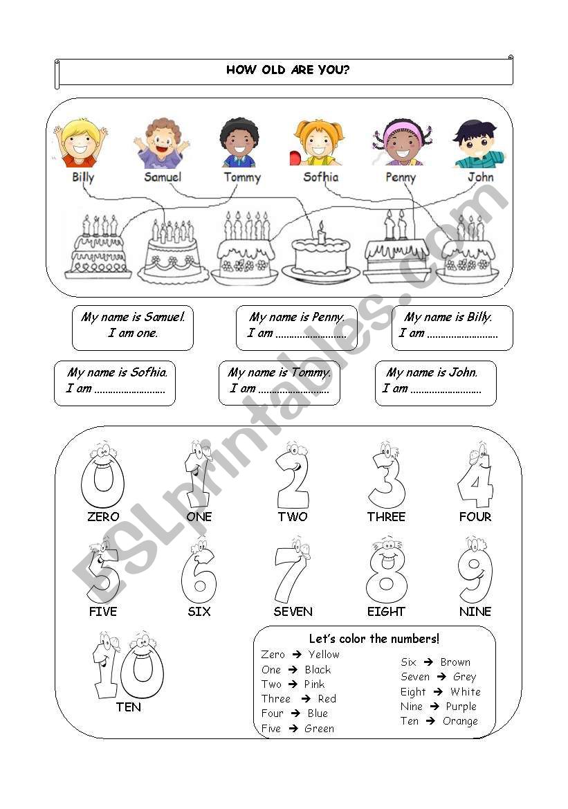 How old are you ? worksheet