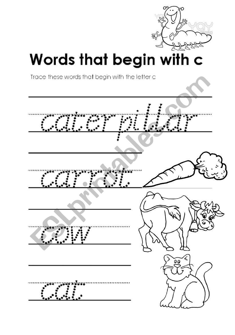 Words that begin with C worksheet