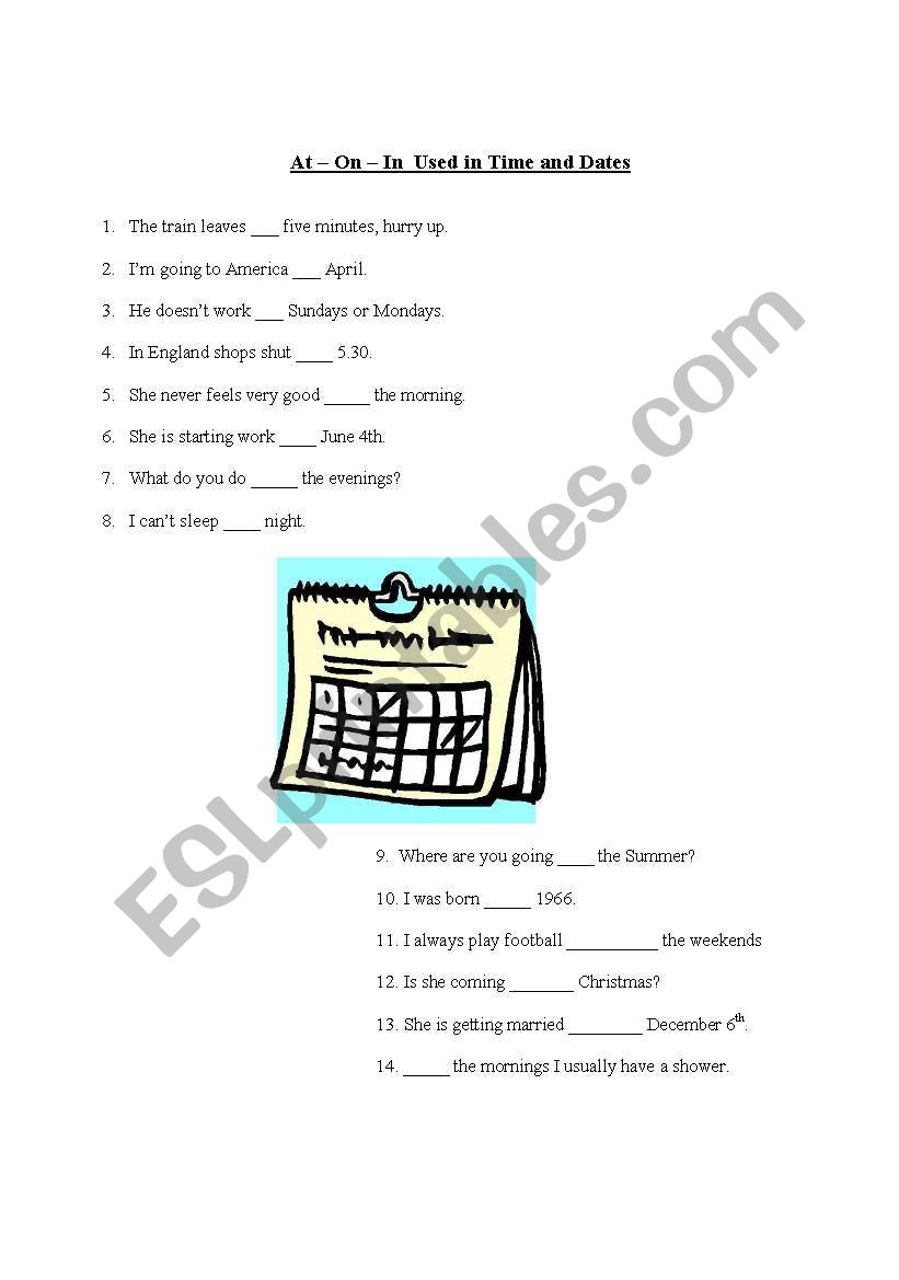 Prepositions with time and dates
