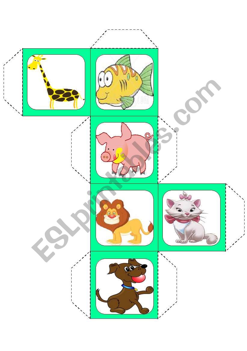 Animals cube worksheet