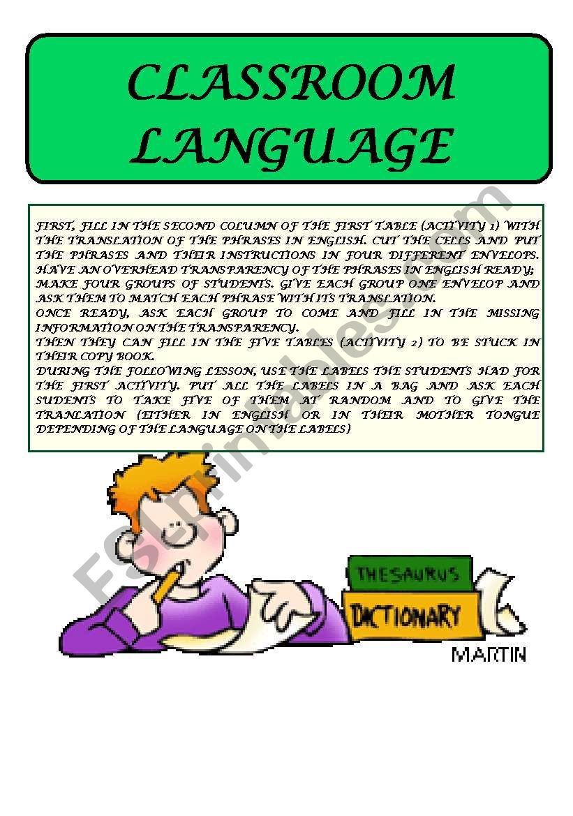 CLASSROOM ENGLISH worksheet