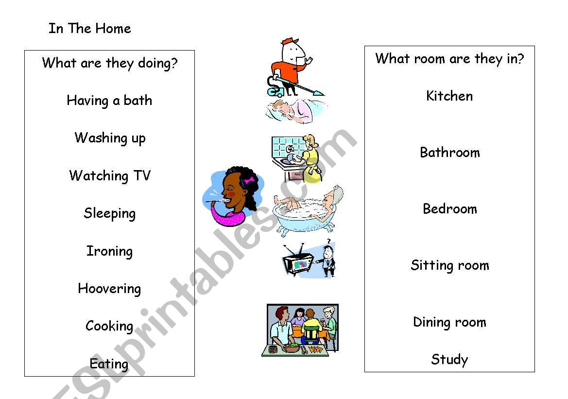 In the Home, matching worksheet