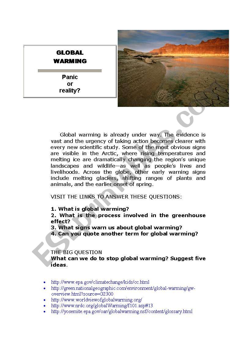 global warming webquest worksheet