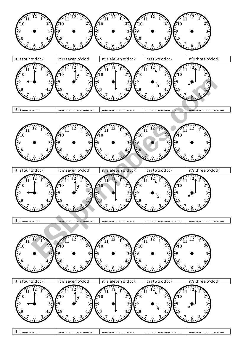 relojes  worksheet