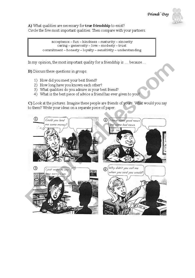 Friends Day worksheet