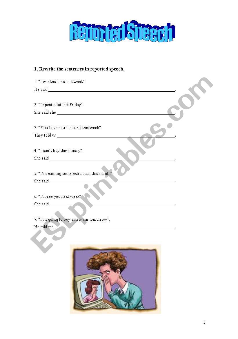Reported Specch (3 pages) worksheet