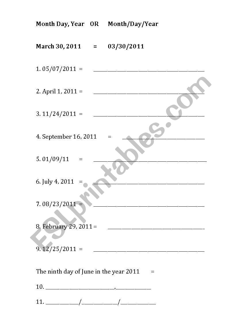 How to write the date. (Adults)