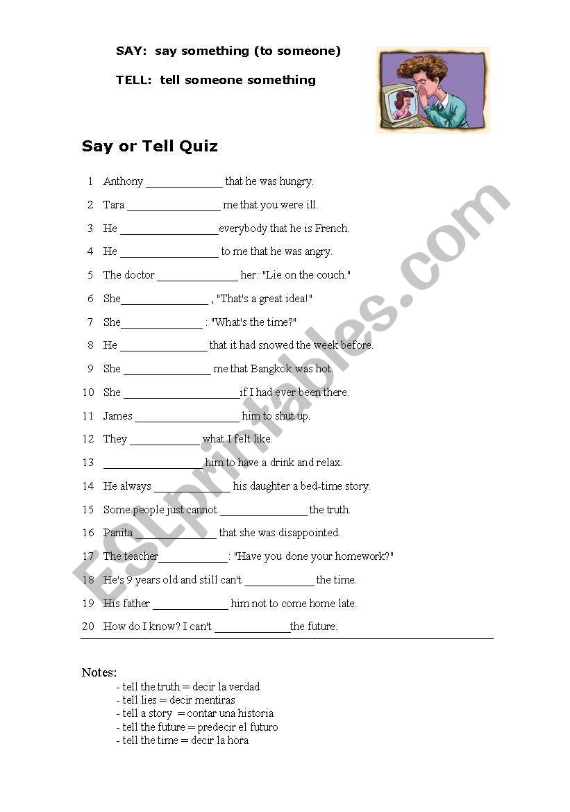 Say or Tell? worksheet