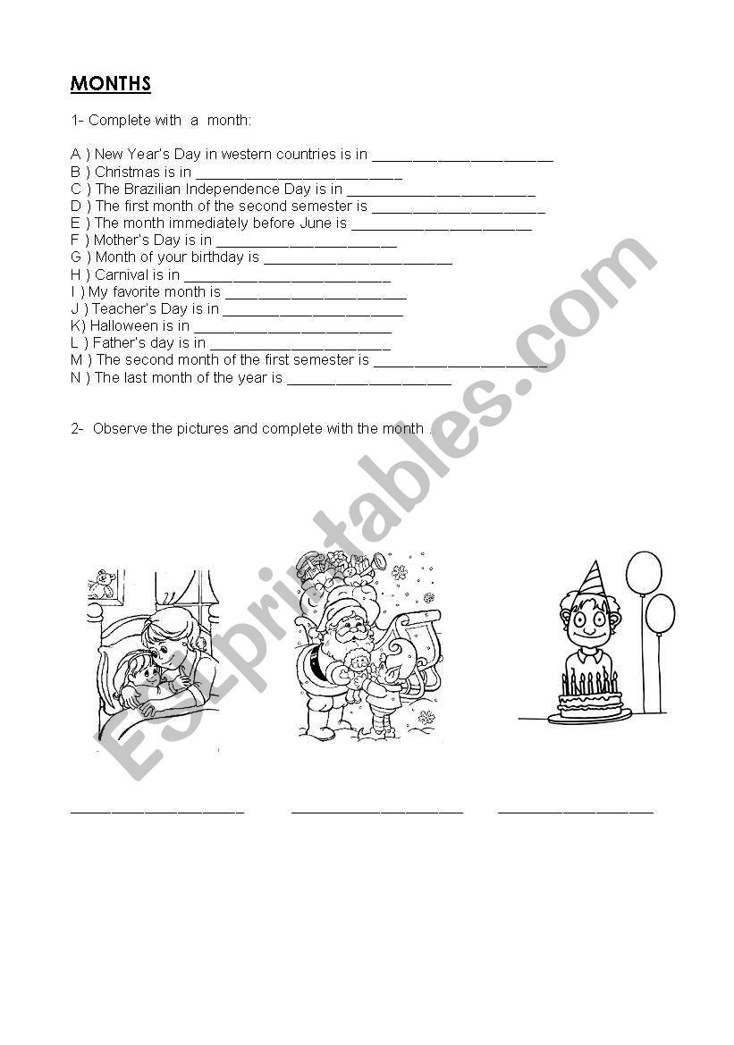 MONTHS worksheet