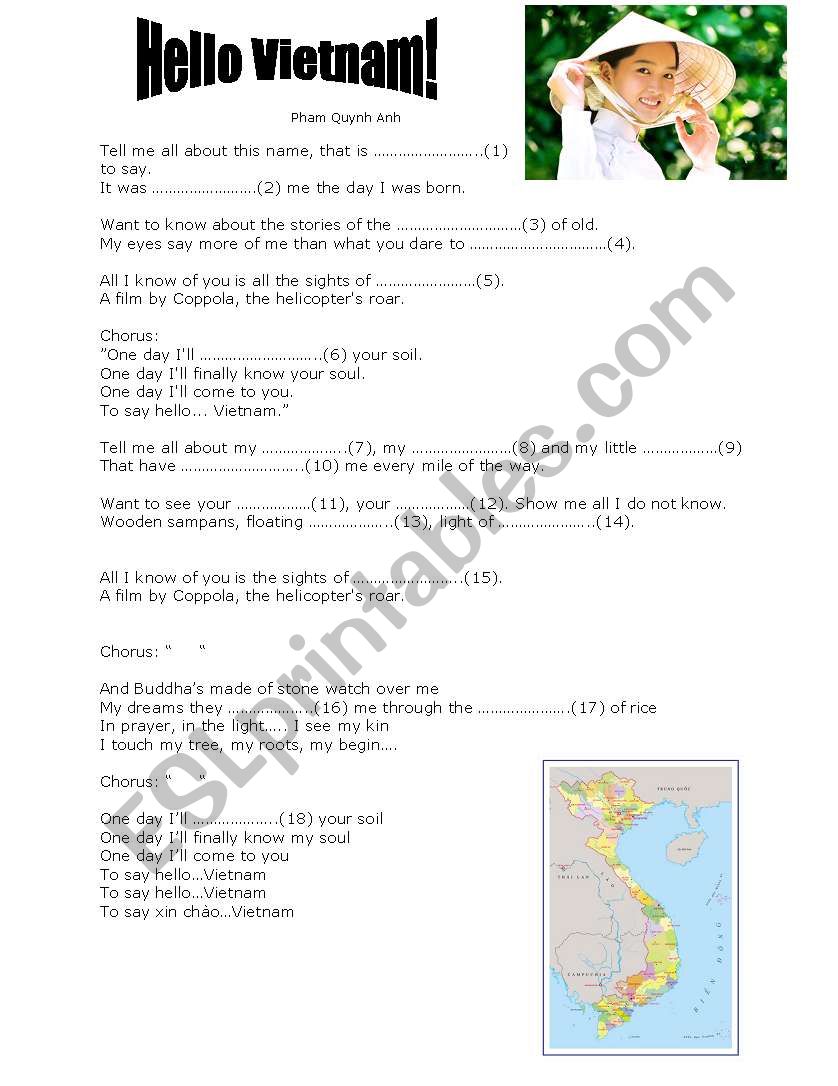 English song-Hello Vietnam worksheet