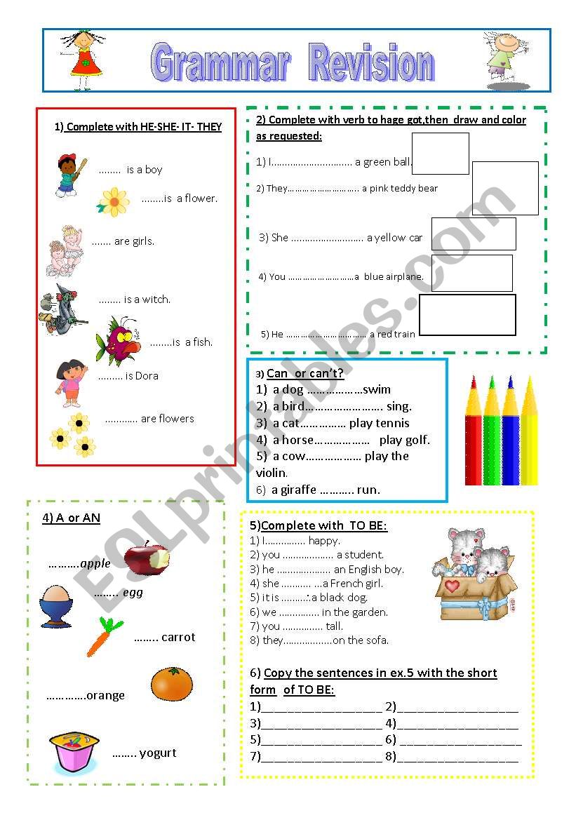 grammar revision worksheet