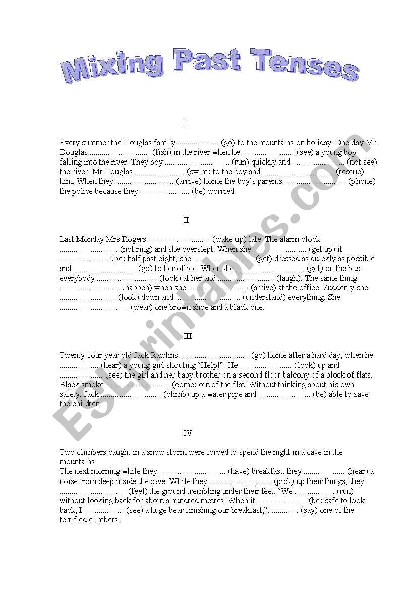 Mixing Past Tenses worksheet