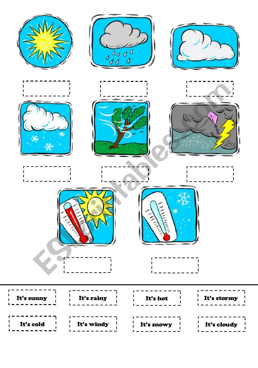 Weather - cutting and glueing worksheet