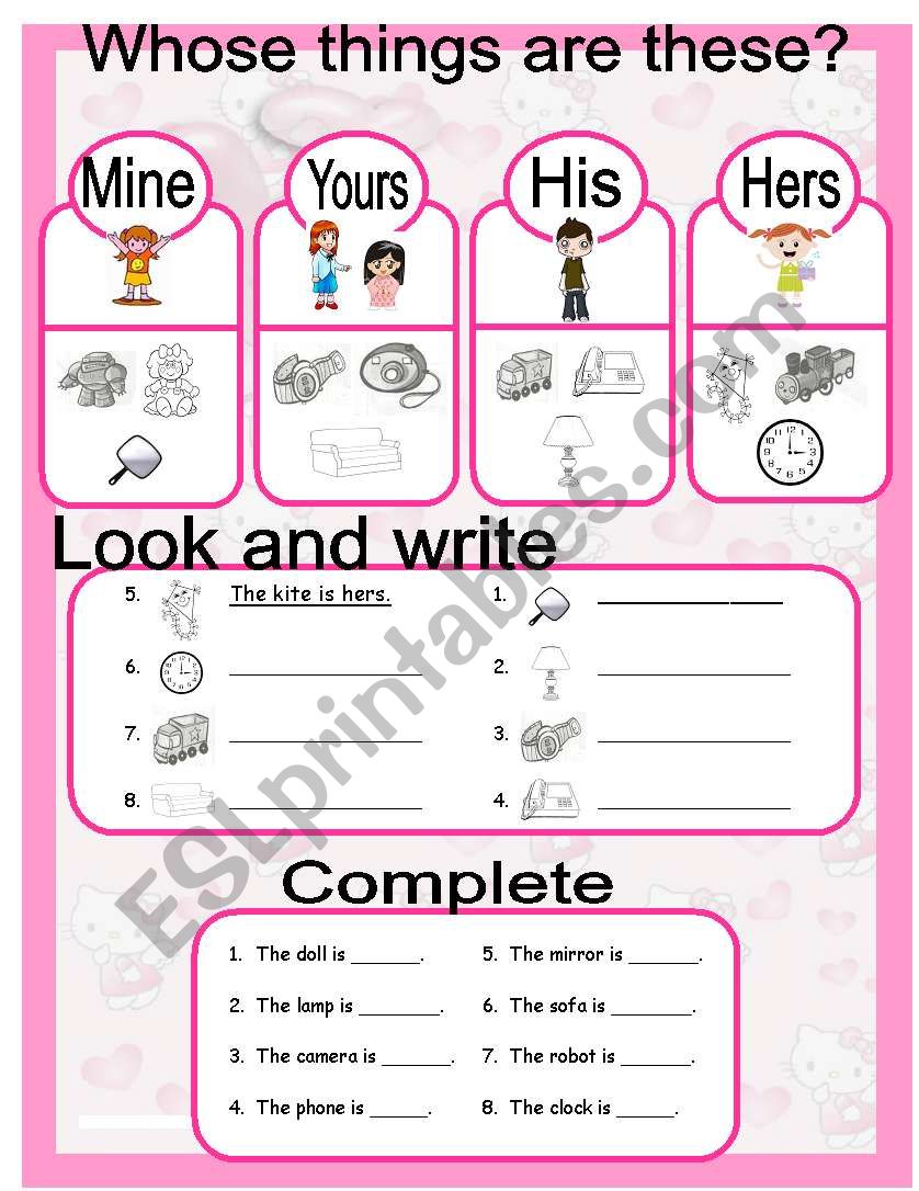 possessive pronouns worksheet