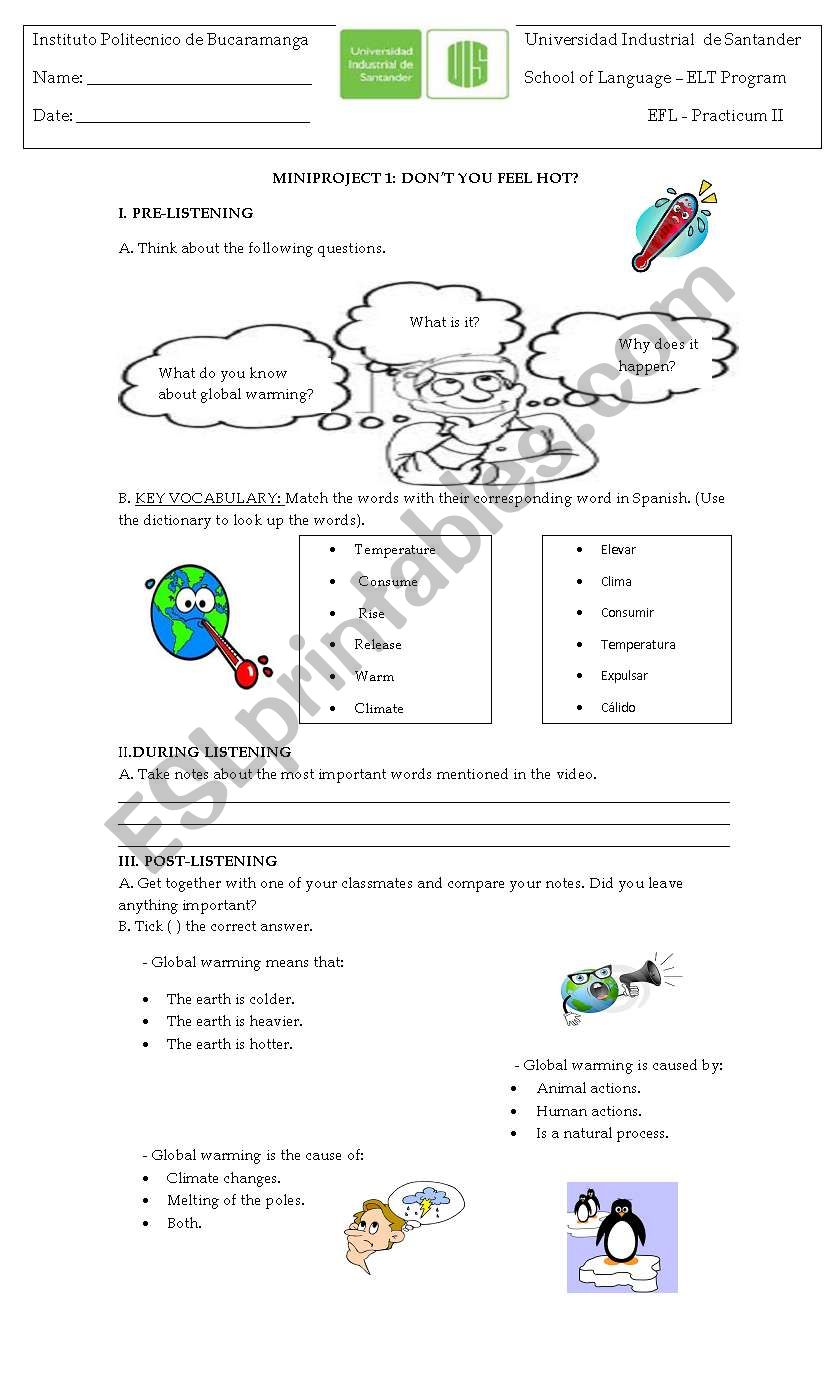 global warming worksheet