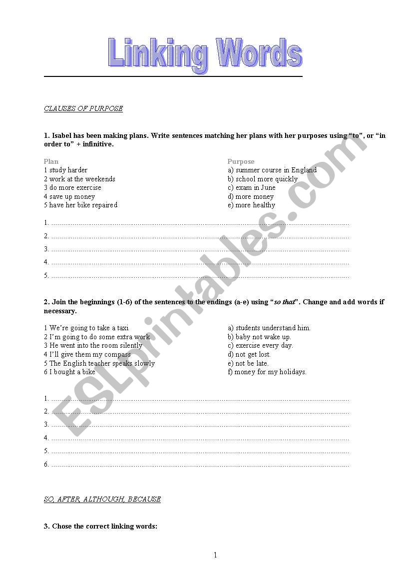 Linking Words worksheet