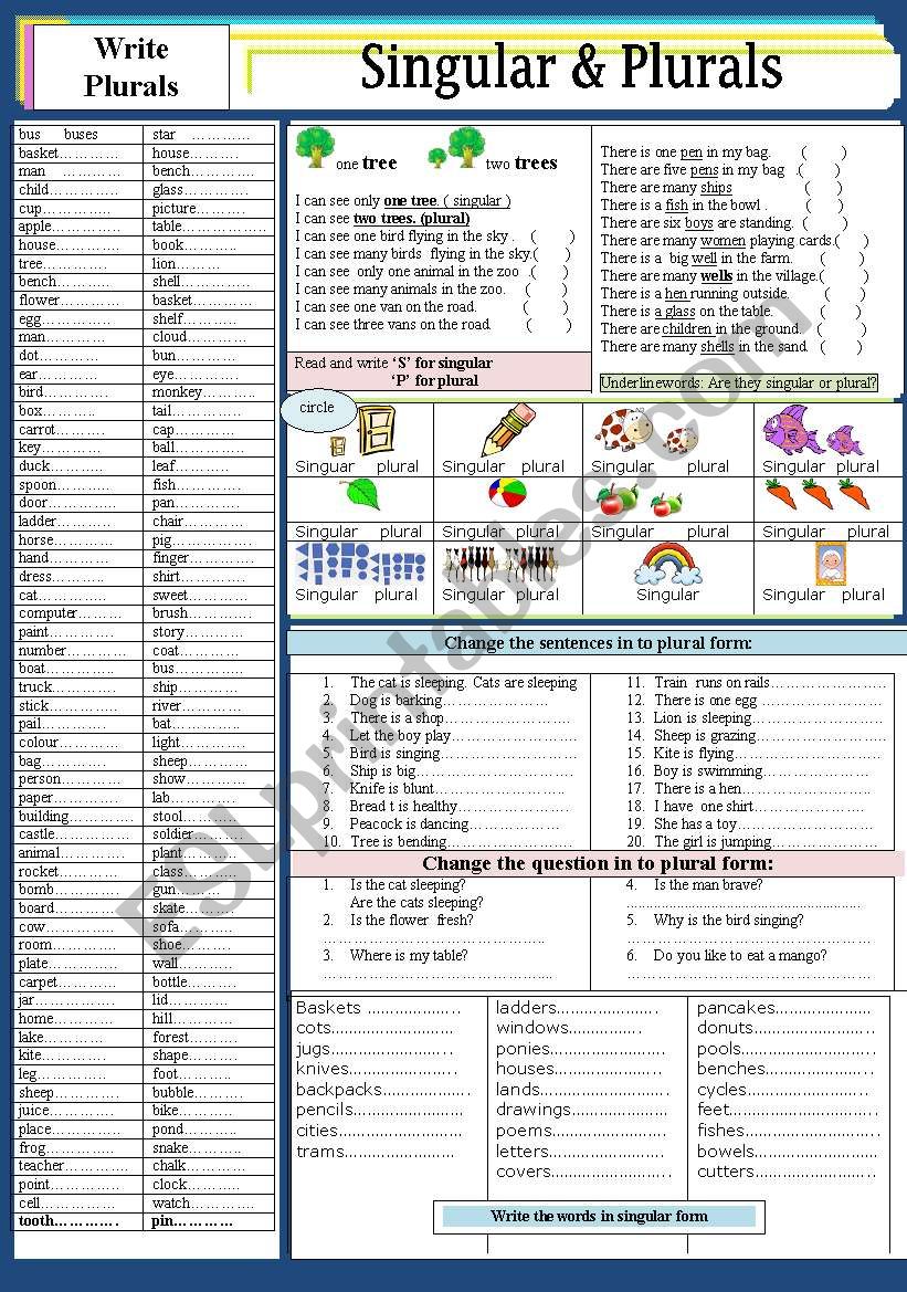 PLURALS worksheet