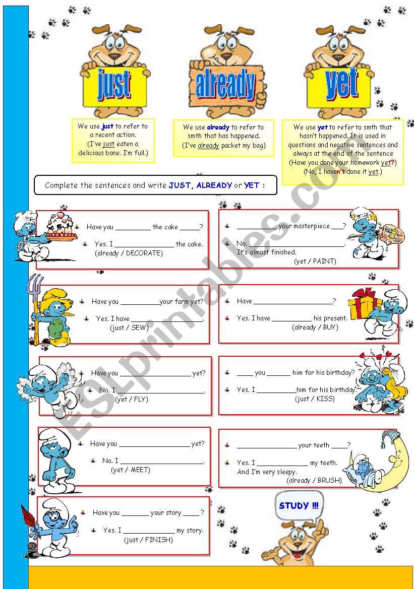 Already yet worksheet