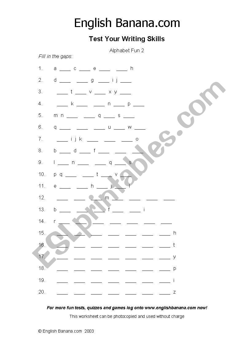 Complete the alphabet fun1  worksheet